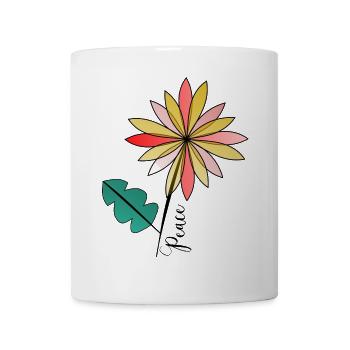 FRIEDEN. FRIEDEN. GLÜCKLICH. GLÜCK. GLÜCK. FREIHEIT. PO - Tasse - Weiß - Vorne
