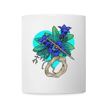 Herz Enzian Outdoor Bergsteiger Gebirge klettern - Tasse - Weiß - Vorne