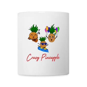Crazy Pineapple / Sommer / Crew / Sprüche / Ananas - Tasse - Weiß - Vorne