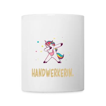 Unterschätze niemals eine Frau im Handwerk Einhorn - Tasse - Weiß - Vorne