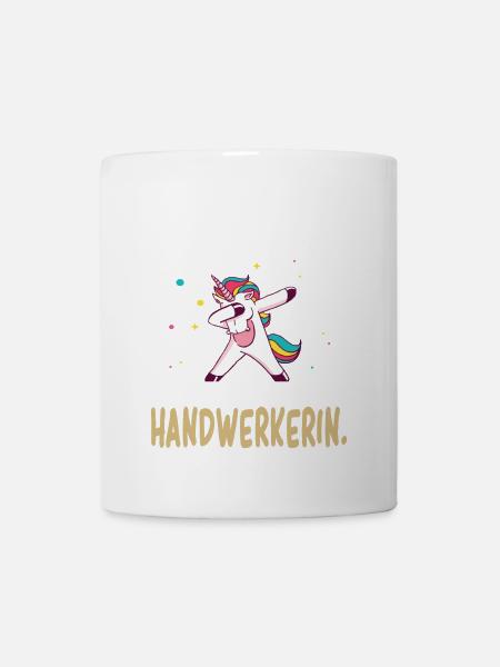 Unterschätze niemals eine Frau im Handwerk Einhorn - Tasse - Weiß