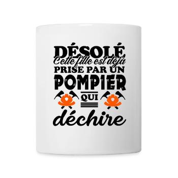 fille prise par un pompier qui déchire - Mug blanc - blanc - Devant