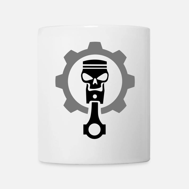Piston moteur avec tête de mort & Roue à molaire - Mug blanc - blanc