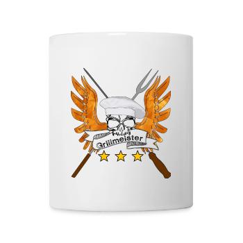 Grillmeister Schädel mit Flügeln - Tasse - Weiß - Vorne