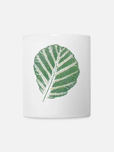 Blatt Erle / Original Kunstdruck - Tasse - Weiß