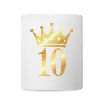 Krone Nummer 10 (Vintage Goldgelb) 10. Geburtstag - Tasse - Weiß - Vorne