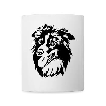 Border Collie Kopf - Tasse - Weiß - Vorne