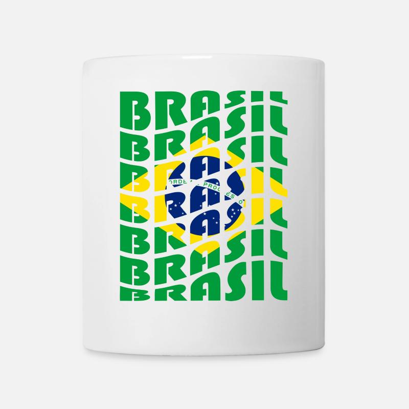 Brasilien Schriftzug Flaggen Design - Tasse - Weiß
