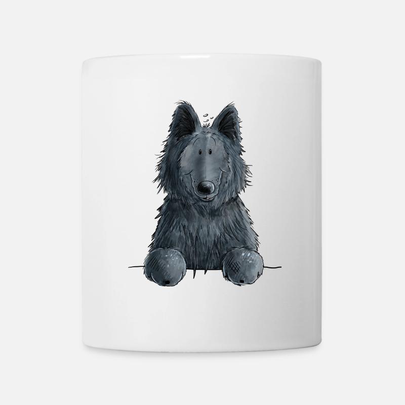 Happy Groenendael I Dog Head I Comic - Mug - white