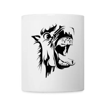 crazy verrücktes Pferd lustig comic cartoon Symbol - Tasse - Weiß - Vorne