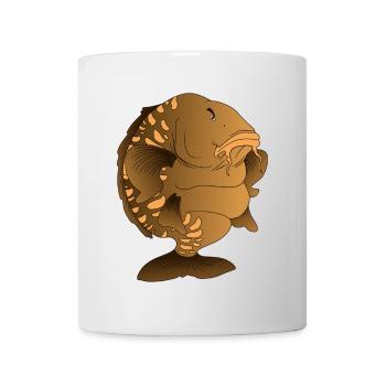 Plumpiges Spiegelkarpfen-Cartoon-Angeldesign - Tasse - Weiß - Vorne