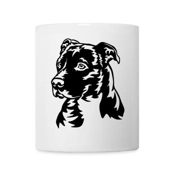American Staffordshire Terrier Kopf - Tasse - Weiß - Vorne