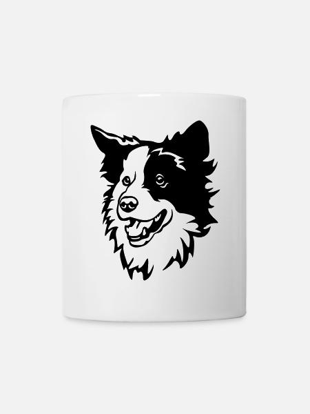 Border Collie Head - Mug - white