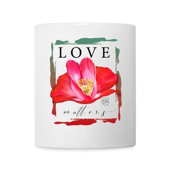 Rote Mohnblume Herz Love Matters Spruch über Liebe - Tasse - Weiß - Vorne