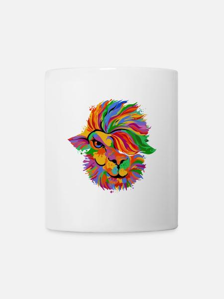 Löwenfarbenes Regenbogengesicht - Tasse - Weiß