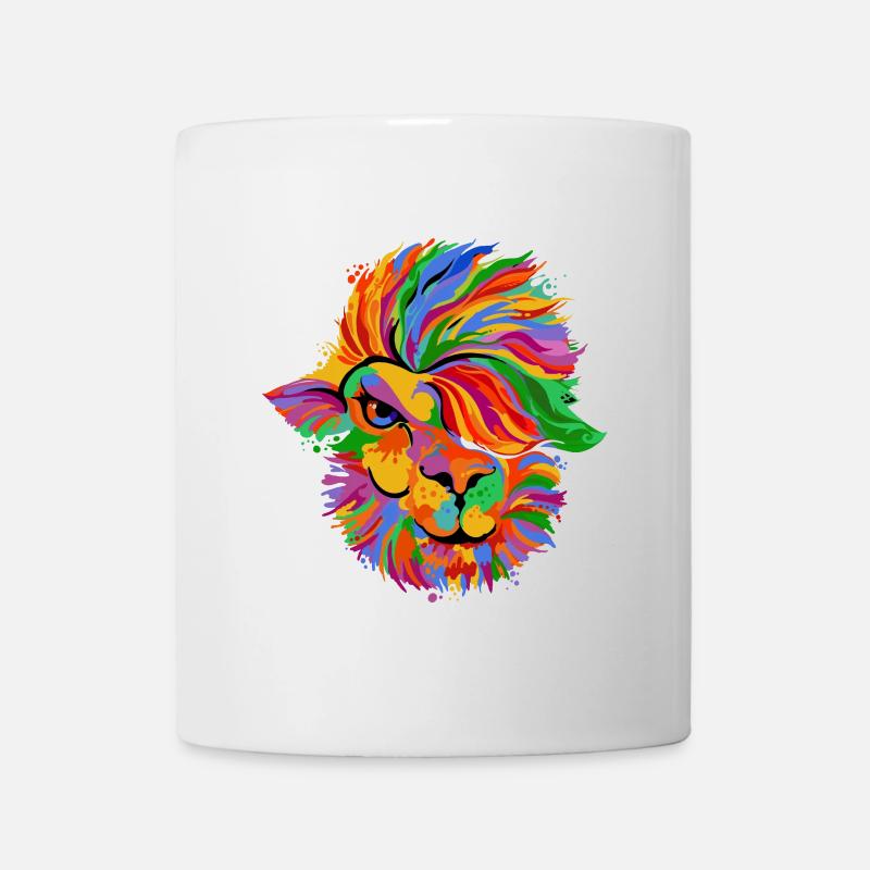 Löwenfarbenes Regenbogengesicht - Tasse - Weiß