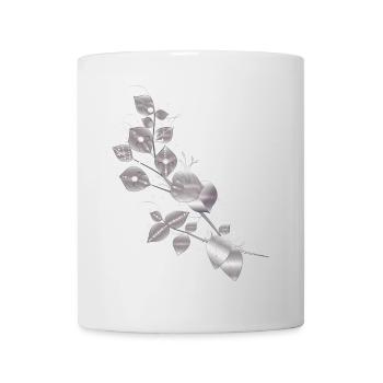 edle Blätterranke in Metallic Silber Optik - Tasse - Weiß - Vorne