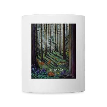Verzauberter Wald Sonnenstrahlen Illustration - Tasse - Weiß - Vorne