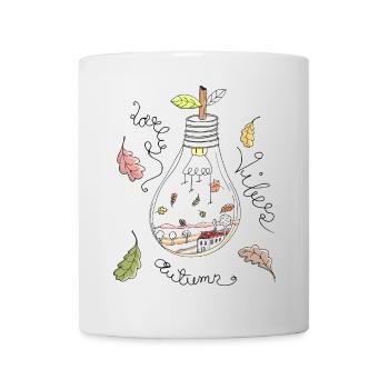 Herbst in Glühbirne und schöner Spruch - Tasse - Weiß - Vorne