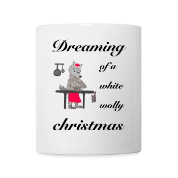 Weiße wollige Weihnachten, kultiger Wolf - Tasse - Weiß - Vorne