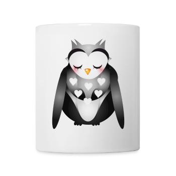 niedliche verträumte Eule - Tasse - Weiß - Vorne