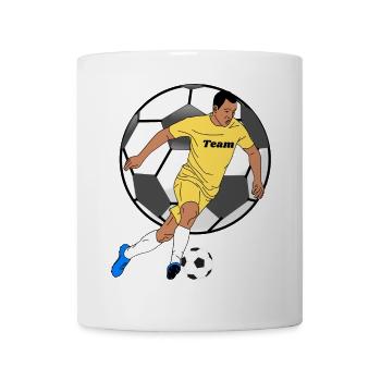Gelbes Teamspieler-Design mit Ball - Tasse - Weiß - Vorne