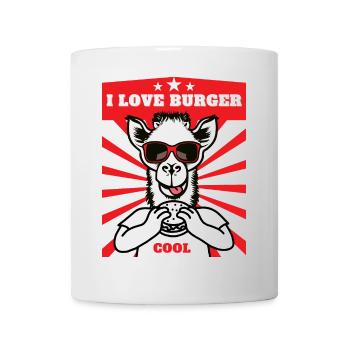 I Love Burger Llama Cartoon Graphic - Mug - white - Front