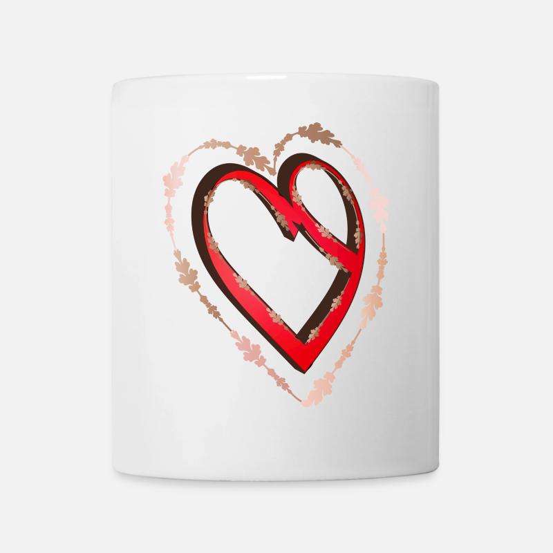 nostalgisches rotes Kalligrafie Herz - Tasse - Weiß