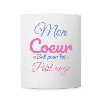 Mon coeur bat pour toi petit ange bébé nouveau-né - Mug blanc - blanc - Devant