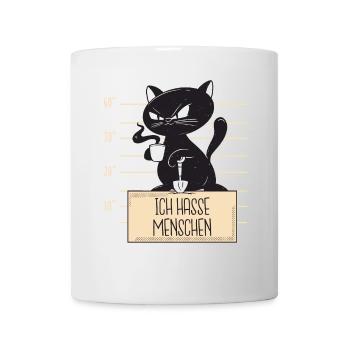 Katze Ich hasse Menschen - Tasse - Weiß - Vorne