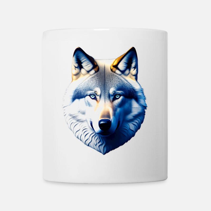 Tête de loup aux yeux bleus - Mug blanc - blanc