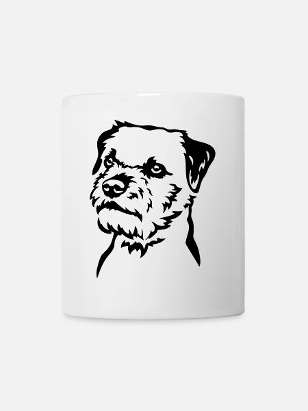 Border Terrier Kopf - Tasse - Weiß