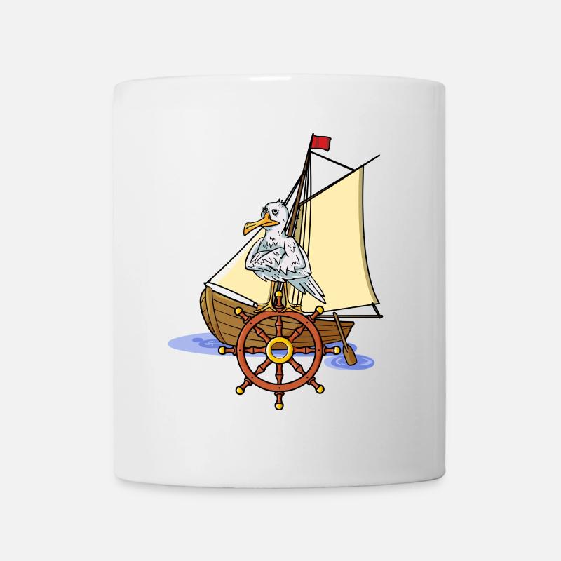 Maritim Boot Steuerrad Seefahrer Möwe Segelboot - Tasse - Weiß