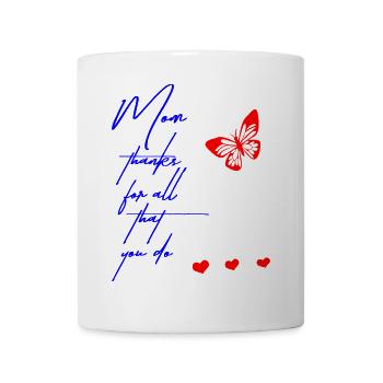 Merci maman, papillon - Mug blanc - blanc - Devant