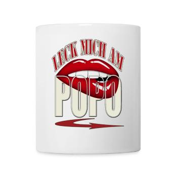 lèche-moi sur POPO - lèvres rouges flèche buccale rouge - Mug blanc - blanc - Devant
