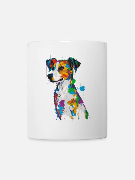 Chien coloré avec des éclaboussures de peinture - Mug blanc - blanc