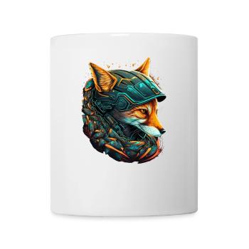 Renard cybernétique au casque neon - Mug blanc - blanc - Devant