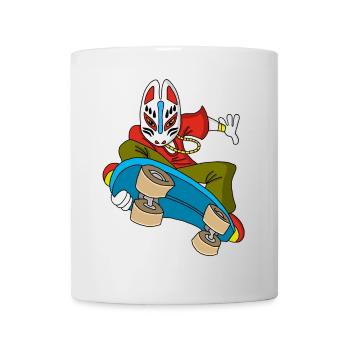 Renard étrange en skateboard - Mug blanc - blanc - Devant