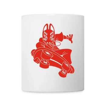 Renard rouge étrange en skateboard - Mug blanc - blanc - Devant