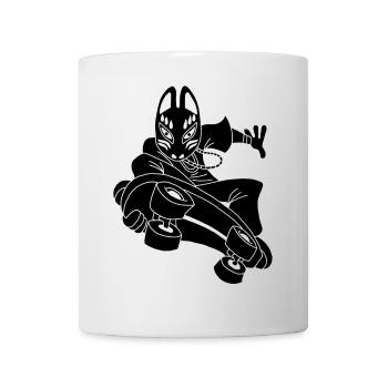 Strange black fox on skateboarding - Mug - white - Front