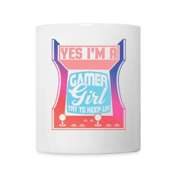 Oui, je suis une fille de joueur Essayez de suivre, Gaming Funny - Mug blanc - blanc - Devant