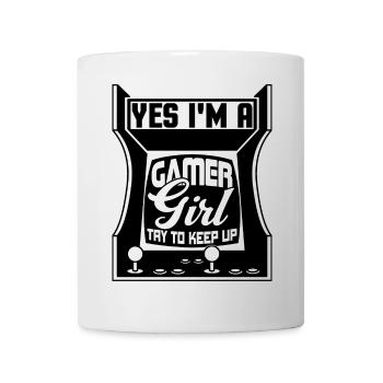 Oui, je suis une fille de joueur Essayez de continuer à jouer drôle - Mug blanc - blanc - Devant