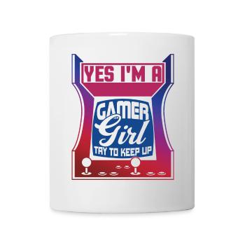 Oui, je suis une fille de joueur Essayez de suivre, jeu amusant - Mug blanc - blanc - Devant