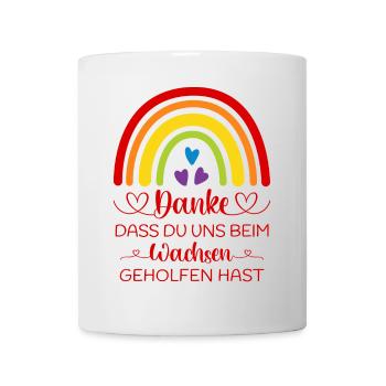 Danke sagen Kita Kindergarten Boho Regenbogen bunt - Tasse - Weiß - Vorne