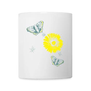 Fleurs Chrysanthèmes Papillons Été - Mug blanc - blanc - Devant