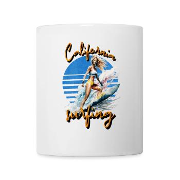 California Surfing Surfer Girl Vintage Sunset - Mug blanc - blanc - Devant