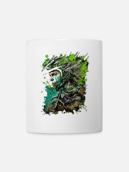 Motocross Splatter Neon Rider - Mug - white