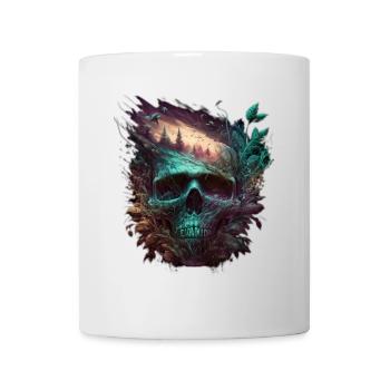 Neon Schädel Waldkunst - Tasse - Weiß - Vorne