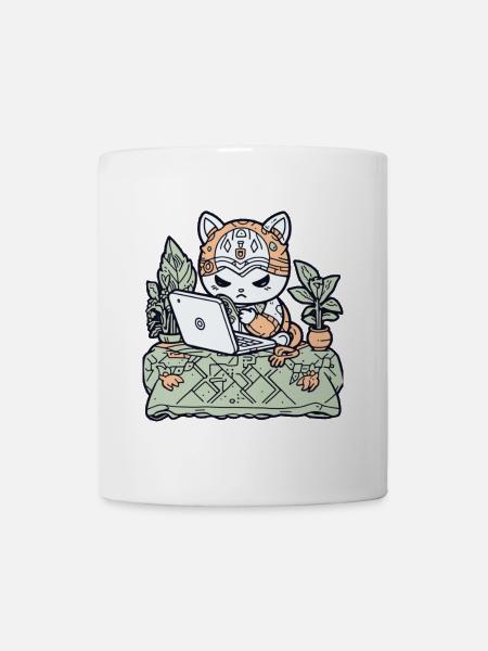 Chat Tech en armure de jardin - Mug blanc - blanc
