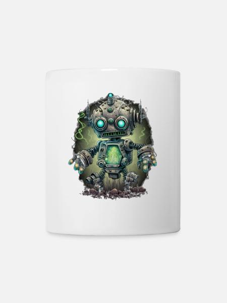 Neon Steampunk Roboter - Tasse - Weiß